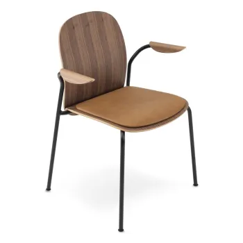 Scaun de dining maro/maro coniac cu aspect de lemn de nuc Book - Gazzda imagine