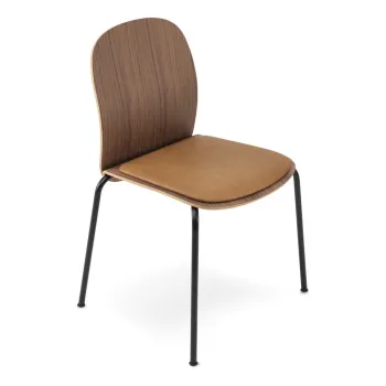 Scaun de dining maro/maro coniac cu aspect de lemn de nuc Book - Gazzda imagine