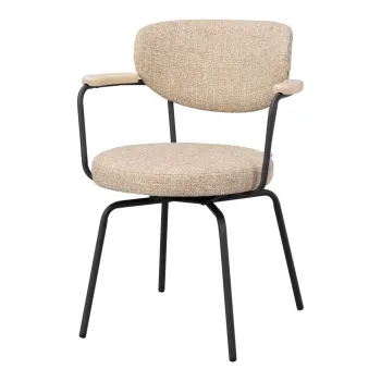 Scaun de dining negru/bej cu cotiere din metal Merrick - Rowico imagine