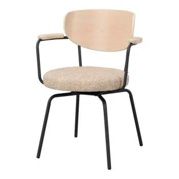 Scaun de dining negru/bej cu cotiere din metal Merrick - Rowico imagine