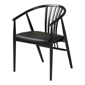 Scaun de dining negru cu cotiere din lemn de fag Agustin - House Nordic imagine