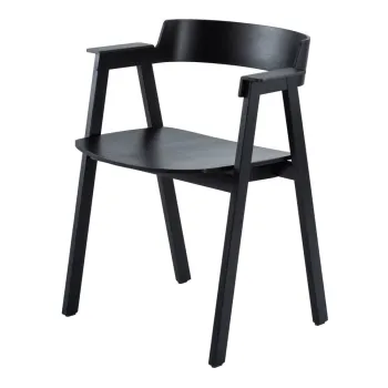 Scaun de dining negru cu cotiere din lemn de stejar Flip - Gazzda imagine