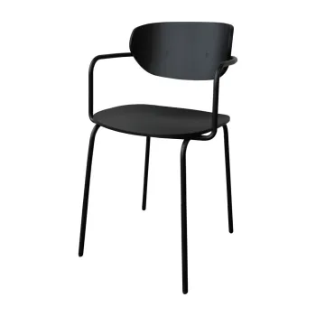 Scaun de dining negru cu cotiere/stivuibil din metal Arch - Hubsch imagine