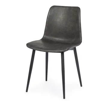 Scaun de dining negru din imitatie de piele Kyra - Bizzotto imagine