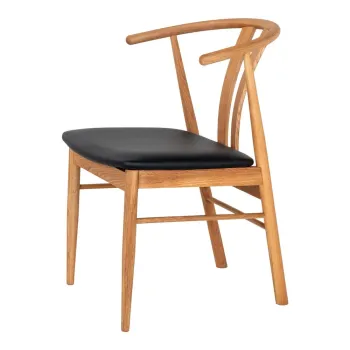 Scaun de dining negru/in culoare naturala din imitatie de piele Artenara - House Nordic imagine