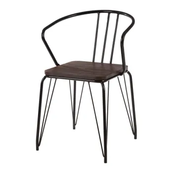 Scaun de dining negru/in culoare naturala din lemn de ulm District - Premier Housewares imagine