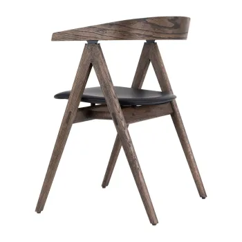 Scaun de dining negru/maro din lemn masiv de stejar Ava - Gazzda imagine