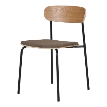 Scaun de dining negru/maro stivuibil cu aspect de lemn de frasin Estepona - House Nordic imagine