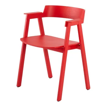 Scaun de dining rosu cu cotiere din lemn de stejar Flip - Gazzda imagine