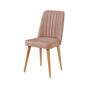 Scaun de dining roz deschis din catifea Stormi Sandalye - Kalune Design imagine