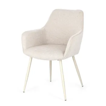 Scaun de living bej cu cotiere tapitat Cora - Bizzotto imagine