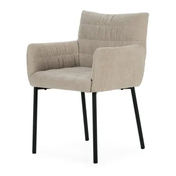 Scaun de living bej cu cotiere tapitat Naomi - MOME imagine