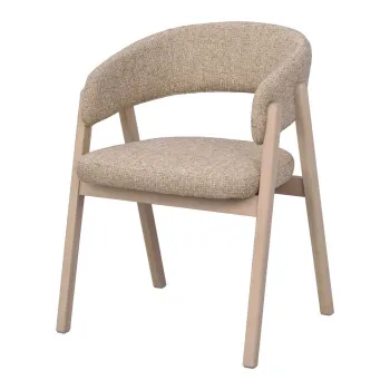 Scaun de living bej/in culoare naturala deschisa cu cotiere din lemn de stejar Barnaby - Rowico imagine
