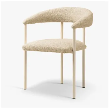 Scaun de living crem cu cotiere tapitat Lea - Micadoni imagine