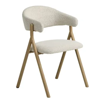 Scaun de living crem/in culoare naturala cu cotiere tapitat Frances - Unique Furniture imagine