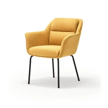Scaun de living galben mustar cu cotiere tapitat Sadira - Teulat imagine