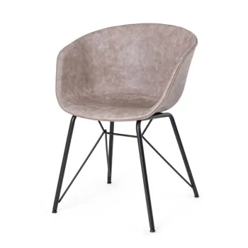 Scaun de living gri cu cotiere din imitatie de piele Warhol - Bizzotto imagine