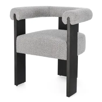 Scaun de living gri cu cotiere tapitat Agape - Bizzotto imagine
