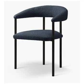Scaun de living negru/albastru inchis cu cotiere tapitat Lea - Micadoni imagine