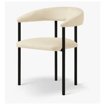 Scaun de living negru/crem cu cotiere tapitat Lea - Micadoni imagine
