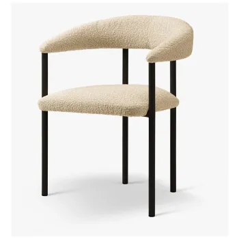 Scaun de living negru/crem cu cotiere tapitat Lea - Micadoni imagine