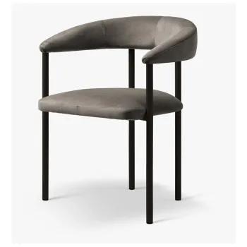 Scaun de living negru/gri cu cotiere tapitat Lea - Micadoni imagine