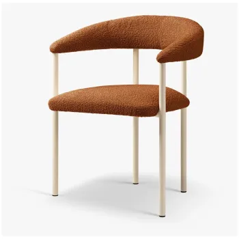 Scaun de living portocaliu/crem cu cotiere tapitat Lea - Micadoni imagine