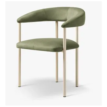 Scaun de living verde/crem cu cotiere tapitat Lea - Micadoni imagine