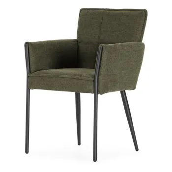 Scaun de living verde cu cotiere tapitat Vesta - MOME imagine