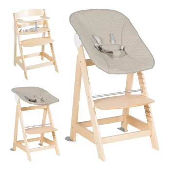 Scaun de masa pentru bebe bej/in culoare naturala Born Up 2in1 Luxe - Roba imagine