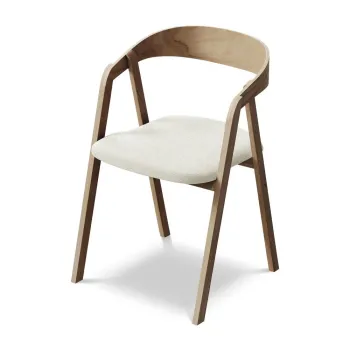 Scaun de sufragerie crem din lemn masiv Erika aEURMakamii imagine