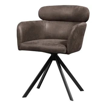 Scaun de sufragerie maro inchis cu cotiere tapitat Fenne - WOOOD imagine