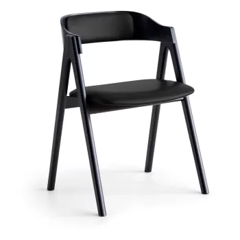 Scaun din lemn de stejar si sezut din piele Findahl by Hammel Mette, negru imagine