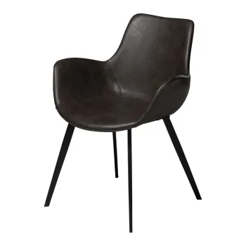 Scaun dining din piele artificiala DAN-FORM Denmark Hype, gri inchis imagine