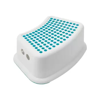 Scaun pentru copii cu detalii albastre Addis Booster Step, alb imagine
