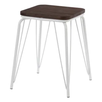 Scaun tip taburet alb/in culoare naturala inchisa din lemn de ulm District - Premier Housewares imagine