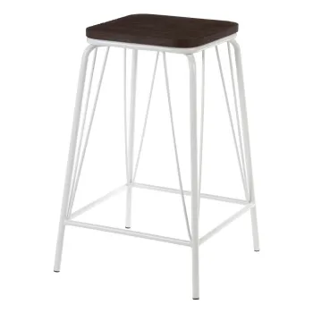 Scaun tip taburet alb/in culoare naturala inchisa din lemn de ulm District - Premier Housewares imagine