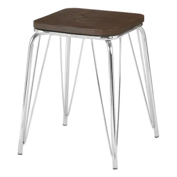 Scaun tip taburet argintiu/in culoare naturala din lemn de ulm District - Premier Housewares imagine