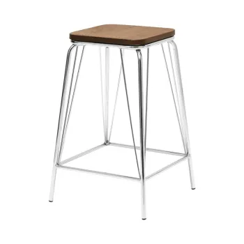 Scaun tip taburet argintiu/in culoare naturala din lemn de ulm District - Premier Housewares imagine