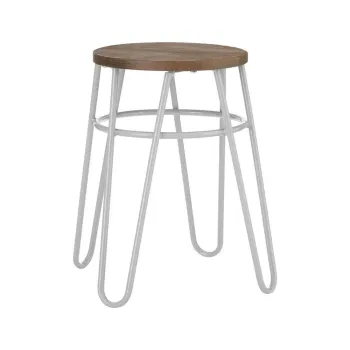 Scaun tip taburet gri/in culoare naturala din lemn de ulm District - Premier Housewares imagine