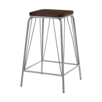 Scaun tip taburet gri/in culoare naturala inchisa din lemn de ulm District - Premier Housewares imagine