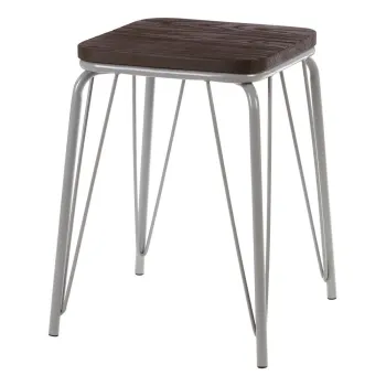 Scaun tip taburet gri/in culoare naturala inchisa din lemn de ulm District - Premier Housewares imagine