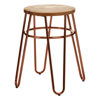 Scaun tip taburet in culoare naturala/roz auriu din lemn de ulm District - Premier Housewares imagine