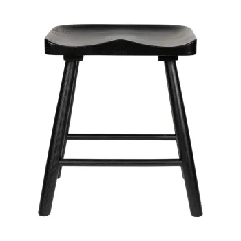 Scaun tip taburet negru din lemn de stejar Vander - White Label imagine