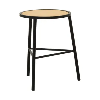 Scaun tip taburet negru/in culoare naturala din ratan Depok - Premier Housewares imagine