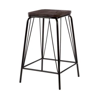 Scaun tip taburet negru/maro din lemn de ulm District - Premier Housewares imagine