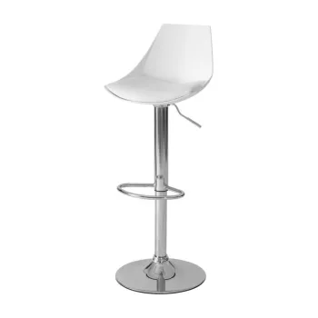 Scaune de bar albe cu inaltime ajustabila 2 buc. din imitatie de piele (inaltime sezut 56,5 cm) - Casa Seleccion imagine