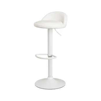 Scaune de bar albe cu inaltime ajustabila 2 buc. din imitatie de piele (inaltime sezut 72 cm) - Casa Seleccion imagine