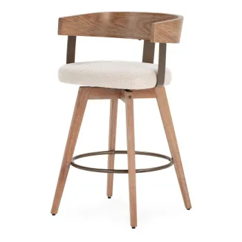 Scaune de bar crem/in culoare naturala cu cotiere 2 buc. tapitate Ilia - MOME imagine