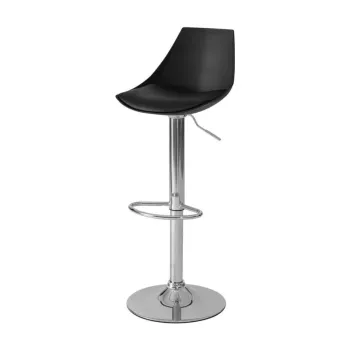 Scaune de bar negre cu inaltime ajustabila 2 buc. din imitatie de piele (inaltime sezut 56,5 cm) - Casa Seleccion imagine